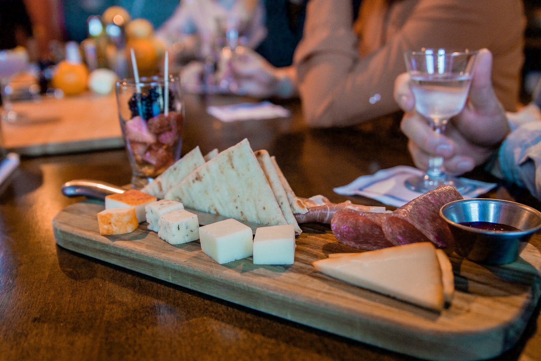 Charcuterie board served to a corporate group on a Colorado Springs food tour