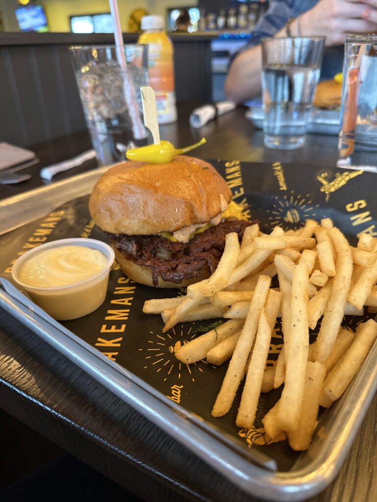 Brakeman's Smash'd Burger and fries