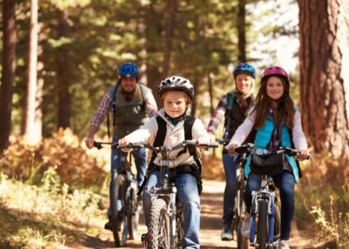 Family Biking Through Mountains in Manitou Springs