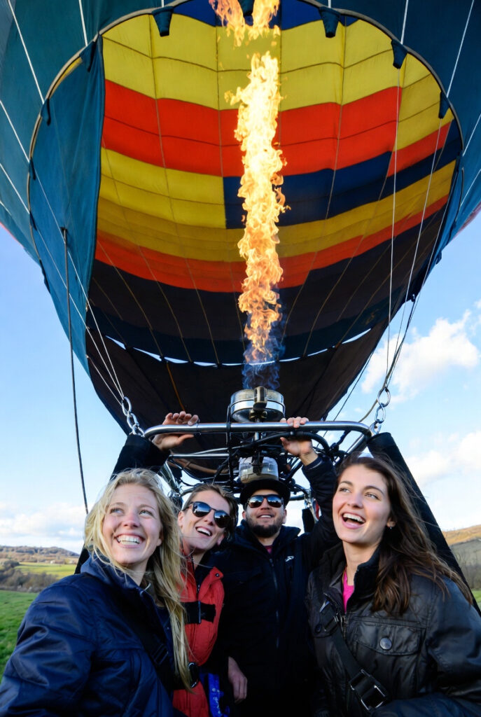 Group of Friends in a Hot Air Balloon