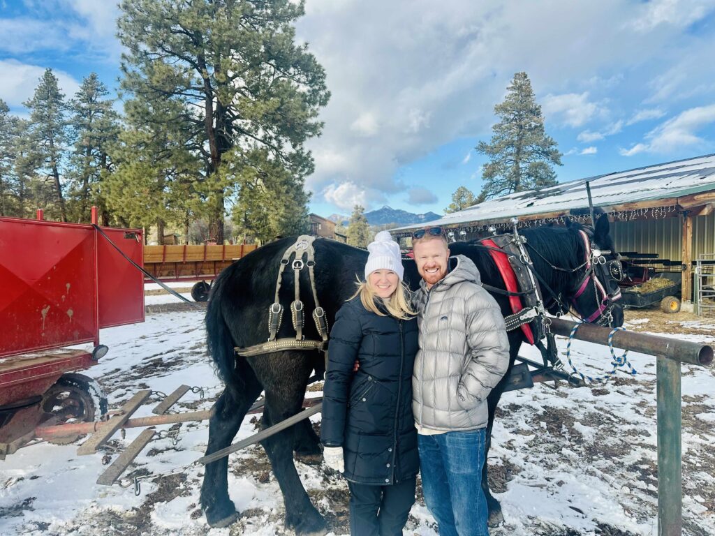 Horse-Drawn Rides in Pagosa Springs - Couple standing in front of horse