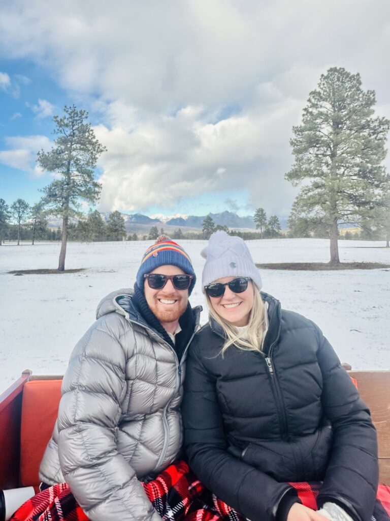 Samantha and Joel on horse-drawn ride in Pagosa Springs