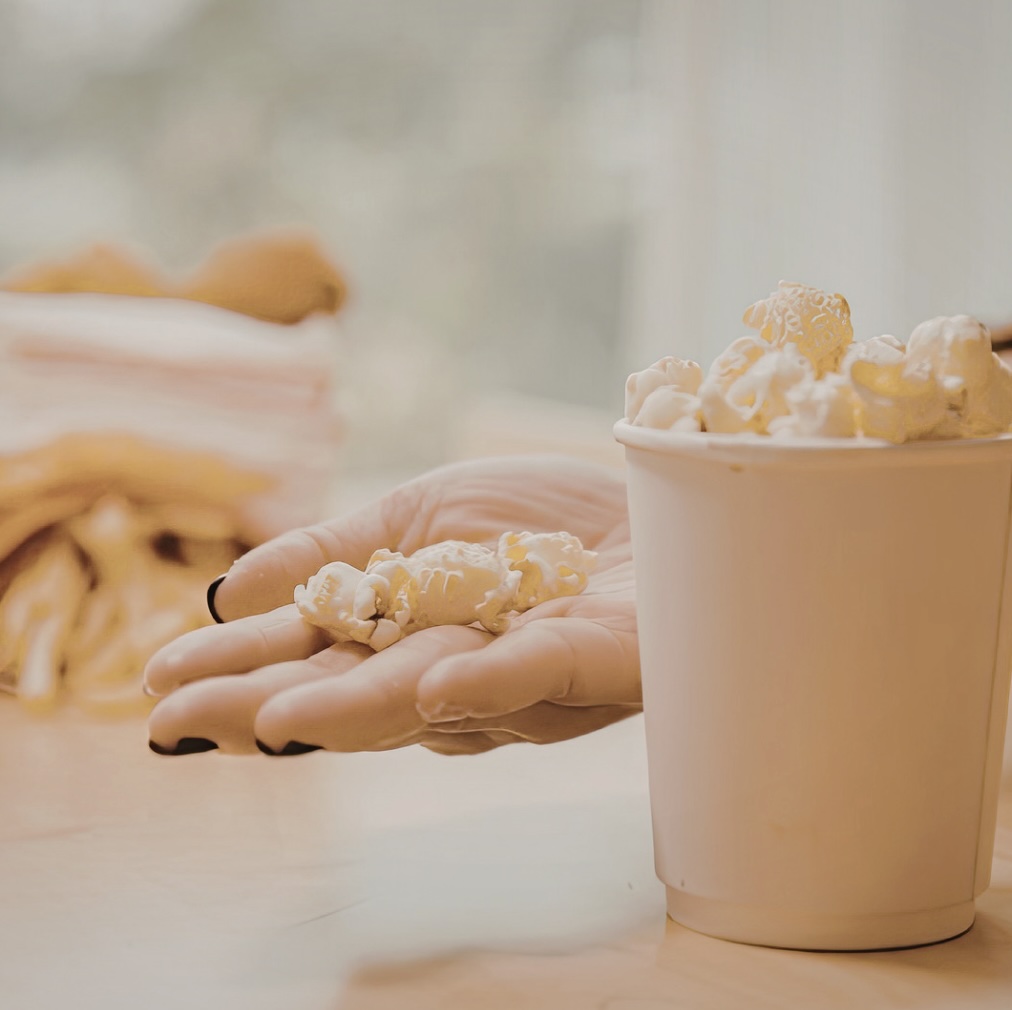 Popcorn with white cup